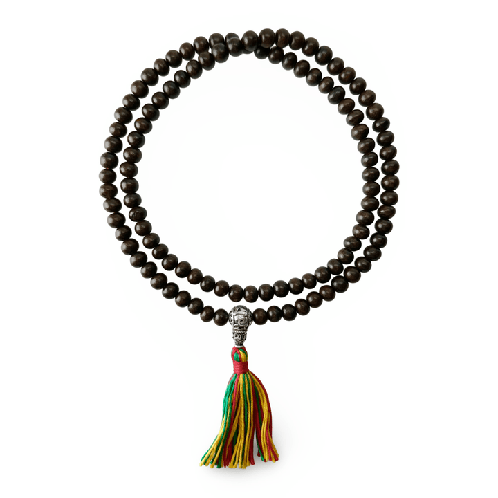 Zierliche Rosenholz - Mala mit farbiger Quaste - Atelier Tibet