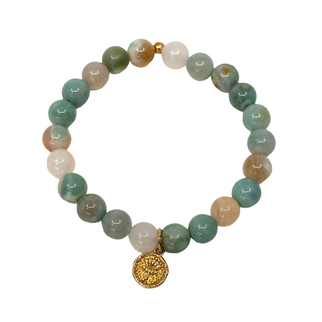 Achat Armband Mala mit Lotos-Blumen-Anhänger - Atelier Tibet