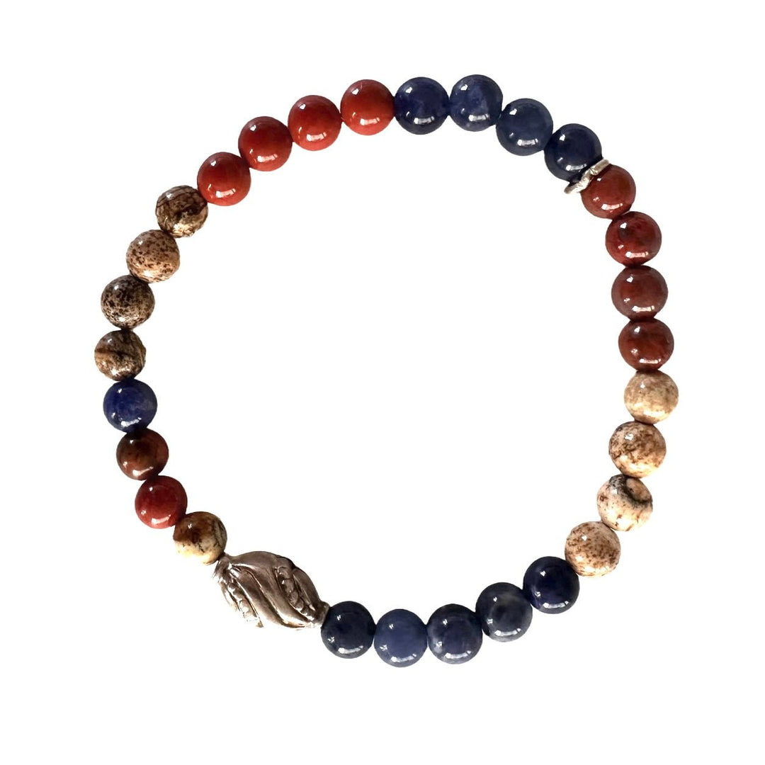 Armband Mala mit Jaspis, Lapis Lazuli und Silberperlen - Atelier Tibet