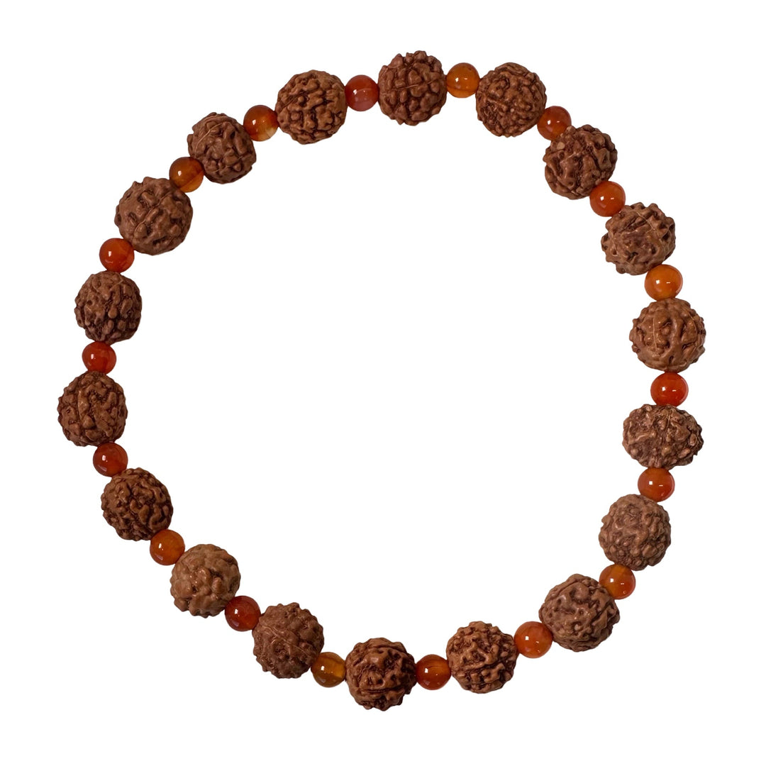 Armband Mala mit Rudrakscha und Karneol - Atelier Tibet