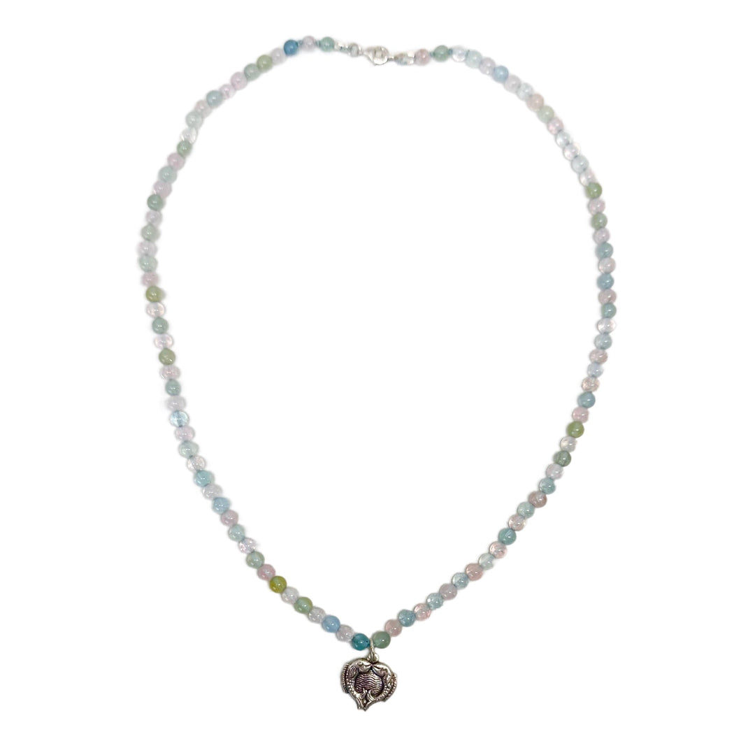 Beryll-Kette mit Silber-Anhänger «Fische-Glückssymbol» - Atelier Tibet