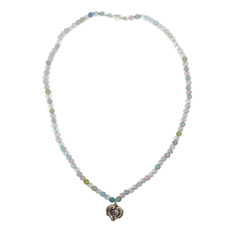 Beryll-Kette mit Silber-Anhänger «Fische-Glückssymbol» - Atelier Tibet
