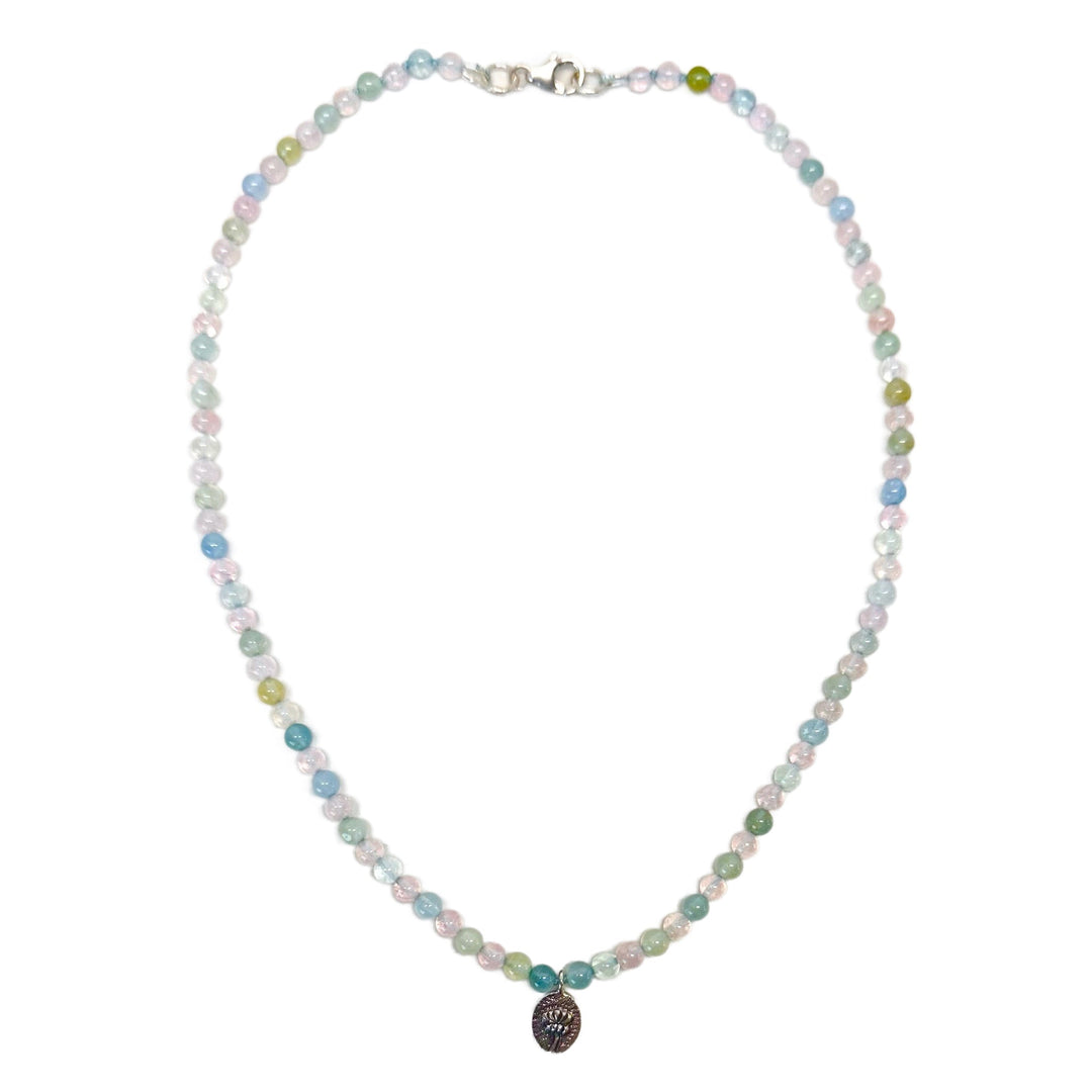 Beryll-Kette mit Silber-Anhänger «Lotus» - Atelier Tibet