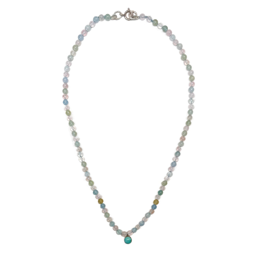 Beryll-Kette mit Silber-Türkis-Anhänger - Atelier Tibet