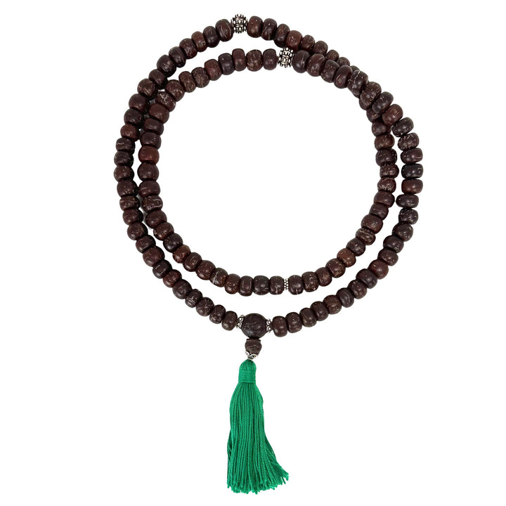 Bodhisamen-Mala mit Silberperlen und Quaste - Atelier Tibet