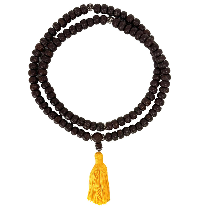 Bodhisamen-Mala mit Silberperlen und Quaste - Atelier Tibet