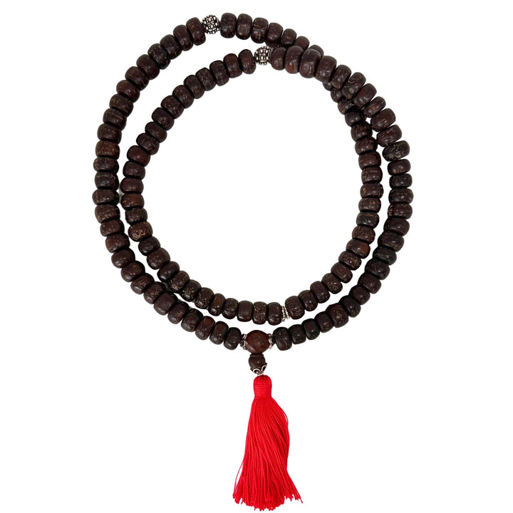 Bodhisamen-Mala mit Silberperlen und Quaste - Atelier Tibet