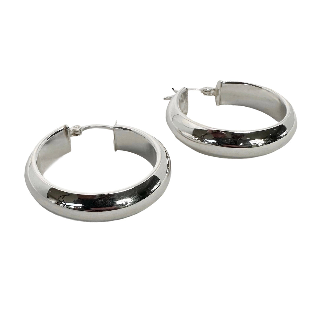 Breite Silber-Kreolen Ø 30 mm - Atelier Tibet