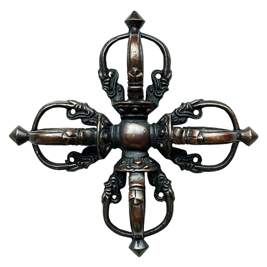 Doppel Dorje / Vajra aus oxidiertem Kupfer (10.5 cm) - Atelier Tibet