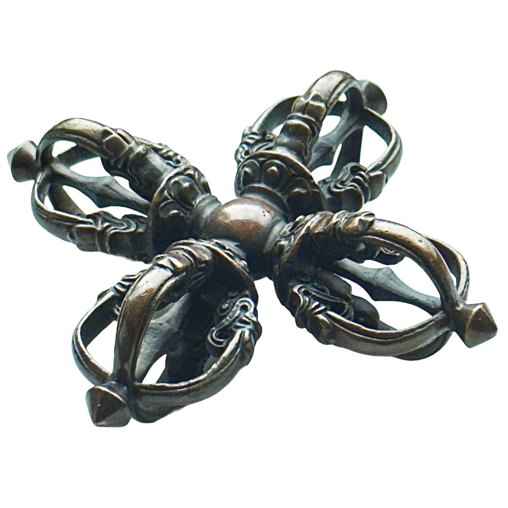 Doppel Dorje / Vajra aus oxidiertem Kupfer (10.5 cm) - Atelier Tibet