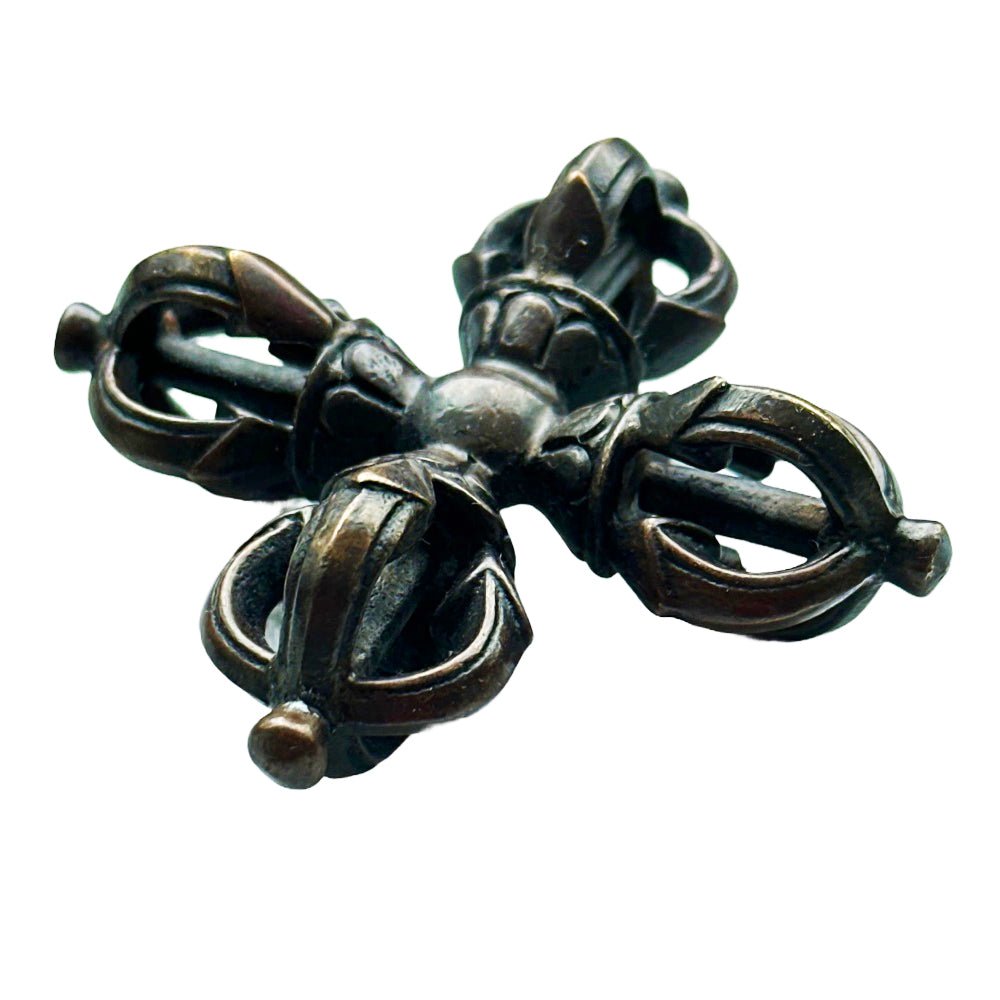 Doppel Dorje / Vajra aus oxidiertem Kupfer (6 cm) - Atelier Tibet