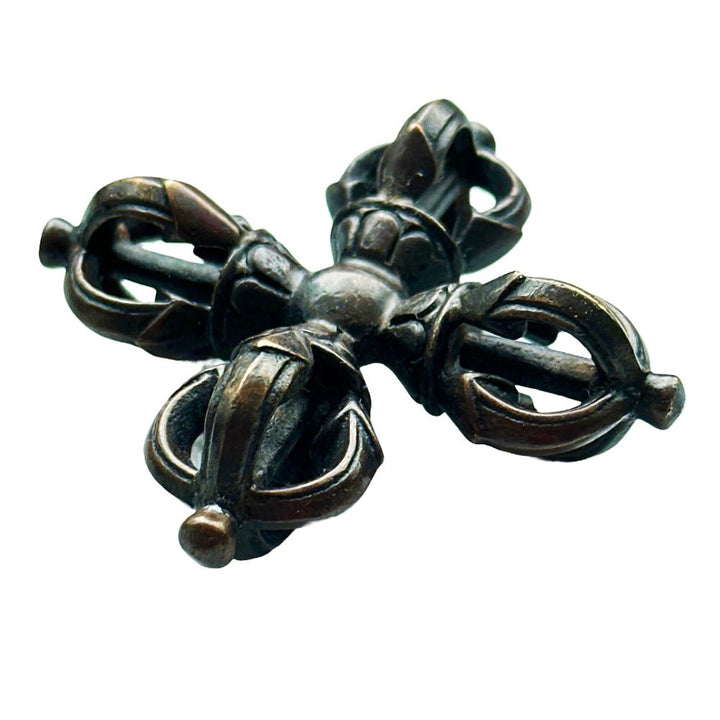 Doppel Dorje / Vajra aus oxidiertem Kupfer (6 cm) - Atelier Tibet