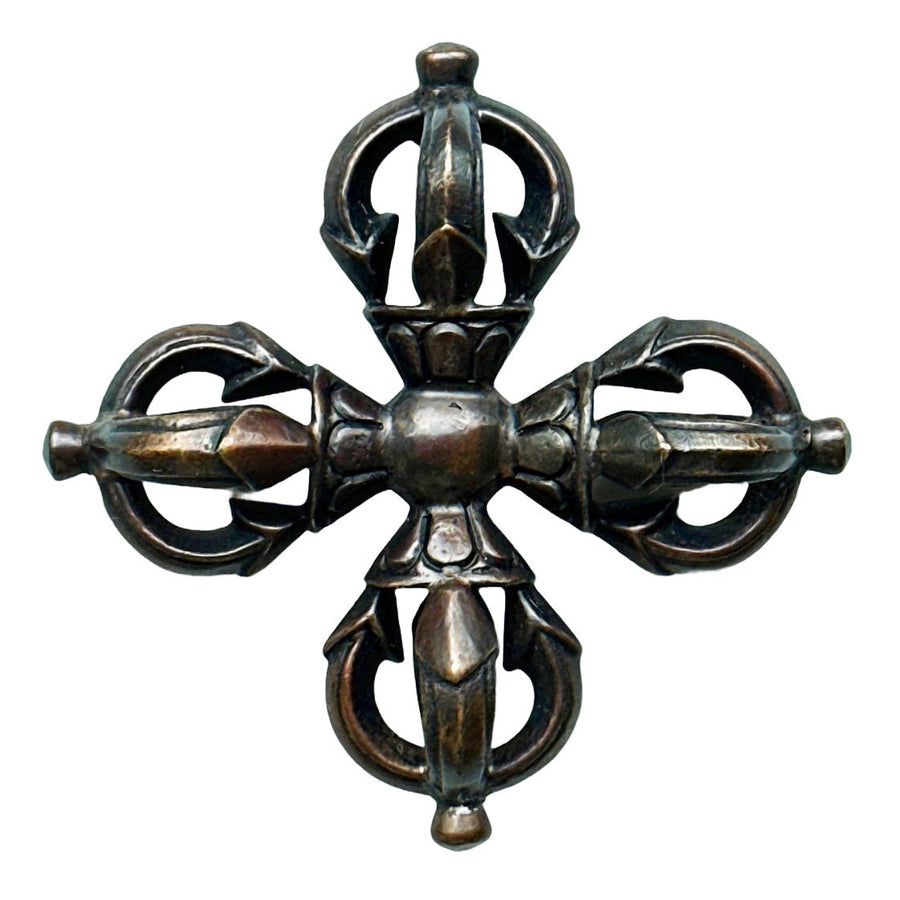 Doppel Dorje / Vajra aus oxidiertem Kupfer (6 cm) - Atelier Tibet