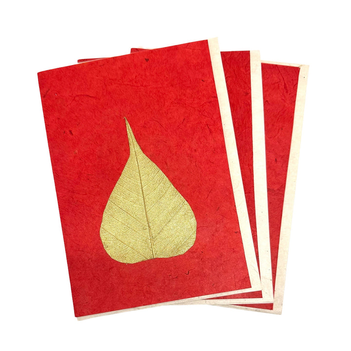 Doppelkarte «Bodhi-Blatt» mit Umschlag aus Lokta-Papier - Atelier Tibet