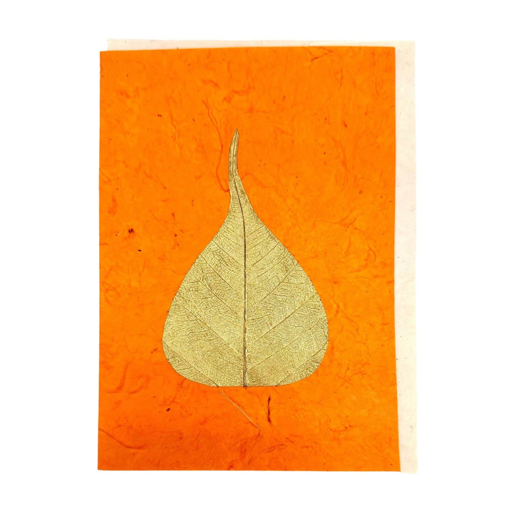 Doppelkarte «Bodhi-Blatt» mit Umschlag aus Lokta-Papier - Atelier Tibet