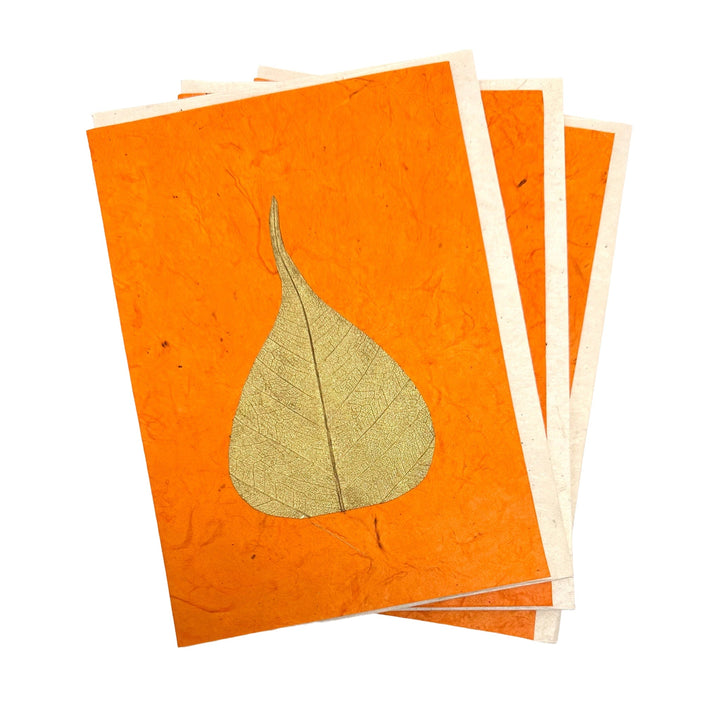 Doppelkarte «Bodhi-Blatt» mit Umschlag aus Lokta-Papier - Atelier Tibet