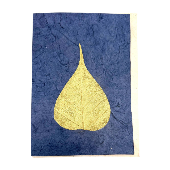Doppelkarte «Bodhi-Blatt» mit Umschlag aus Lokta-Papier - Atelier Tibet