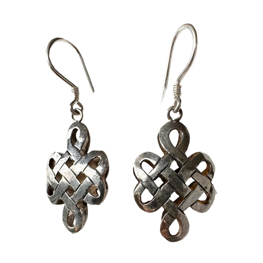 «Endloser Knoten» Ohranhänger aus Silber - Atelier Tibet