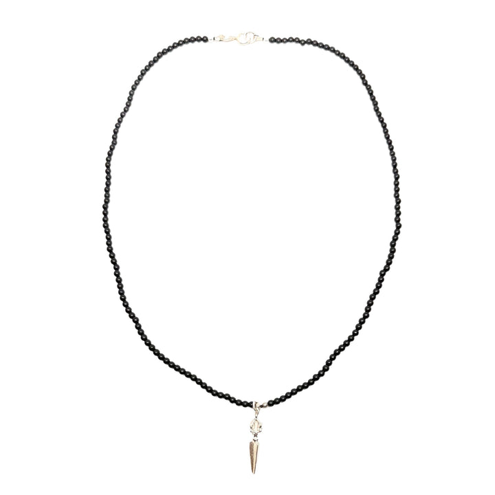 Feine Onyx-Halskette mit Silber-Phurpa - Atelier Tibet