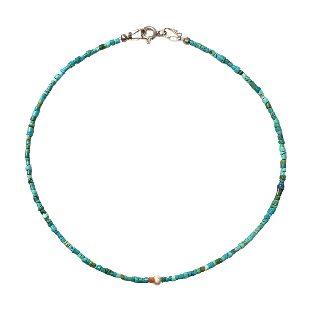 Fusskette mit Türkis und alter Koralle - Atelier Tibet