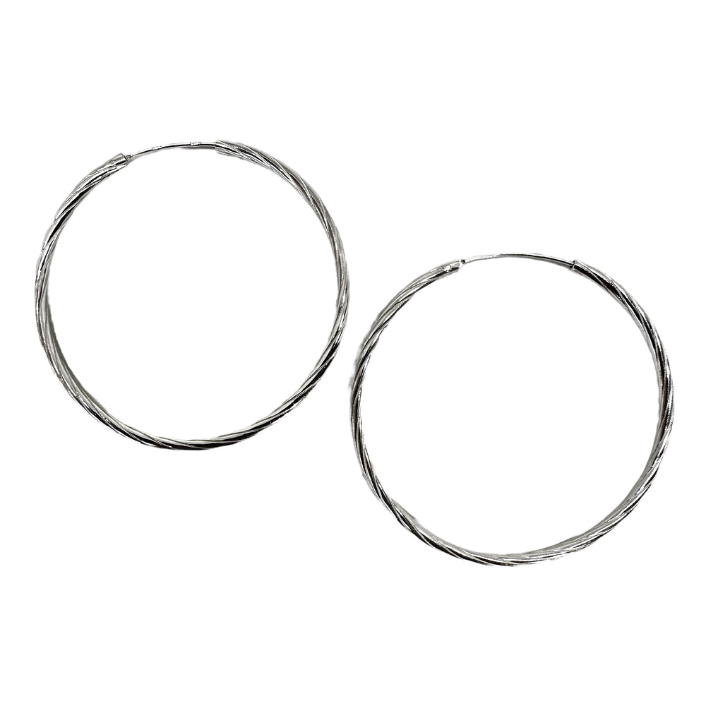 Gedrehte Silber-Kreolen, Ø 20 / 30 / 40 / 50 mm - Atelier Tibet