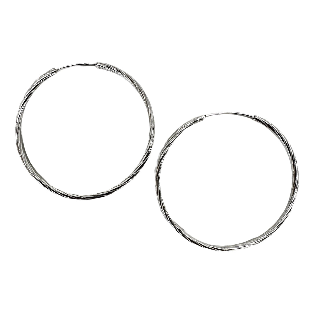 Gedrehte Silber-Kreolen, Ø 20 / 30 / 40 / 50 mm - Atelier Tibet