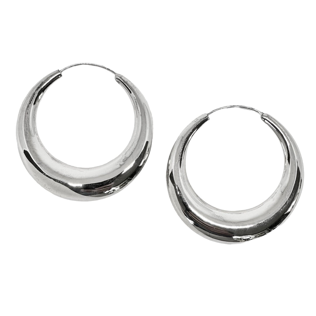 Grosse Silber-Kreolen «Mondsichel» Ø 50 / 55 / 60 mm - Atelier Tibet