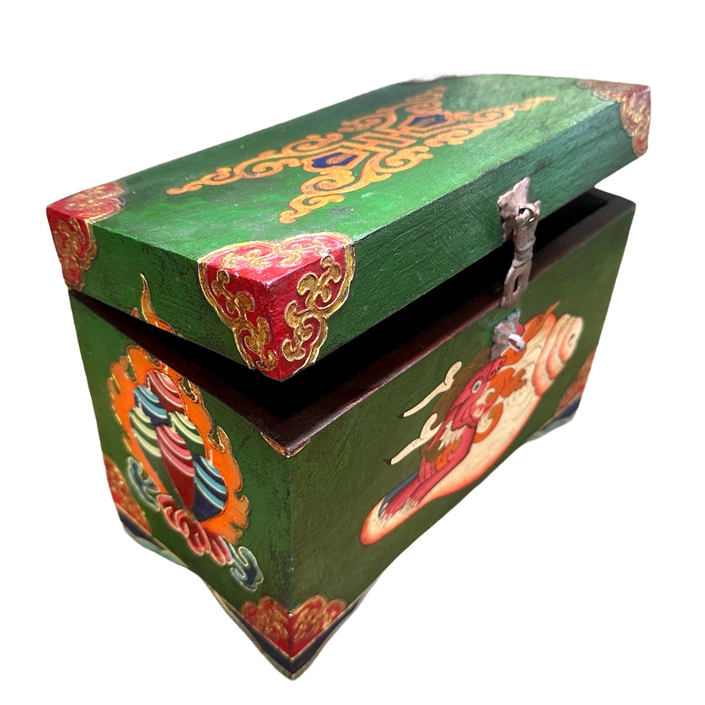 Grosse Tibetische Muschel-Drachen-Holzschatulle - Atelier Tibet