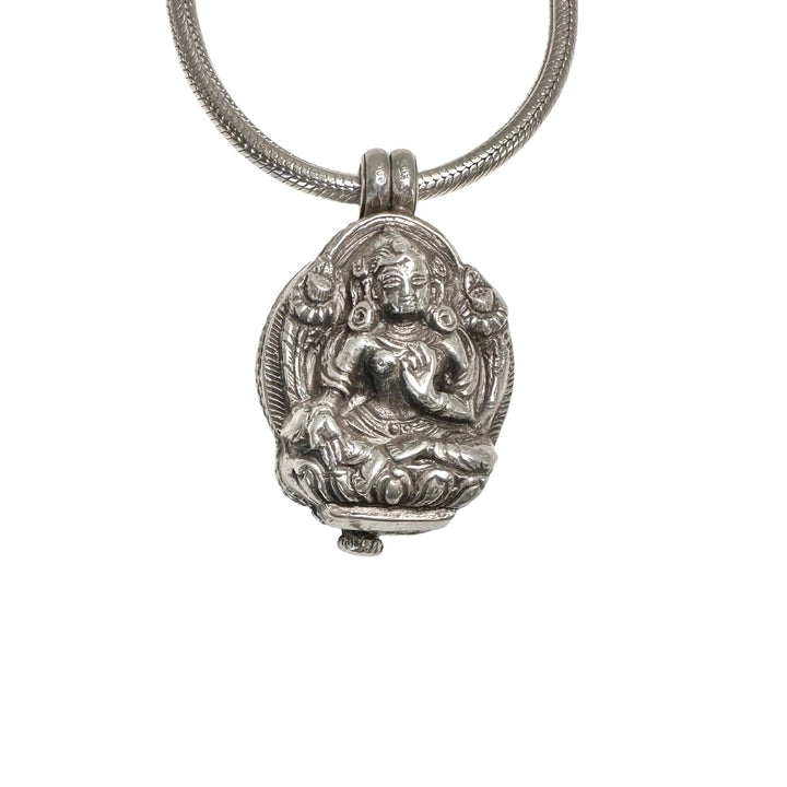Grüne Tara Ghau Anhänger aus Silber - Atelier Tibet