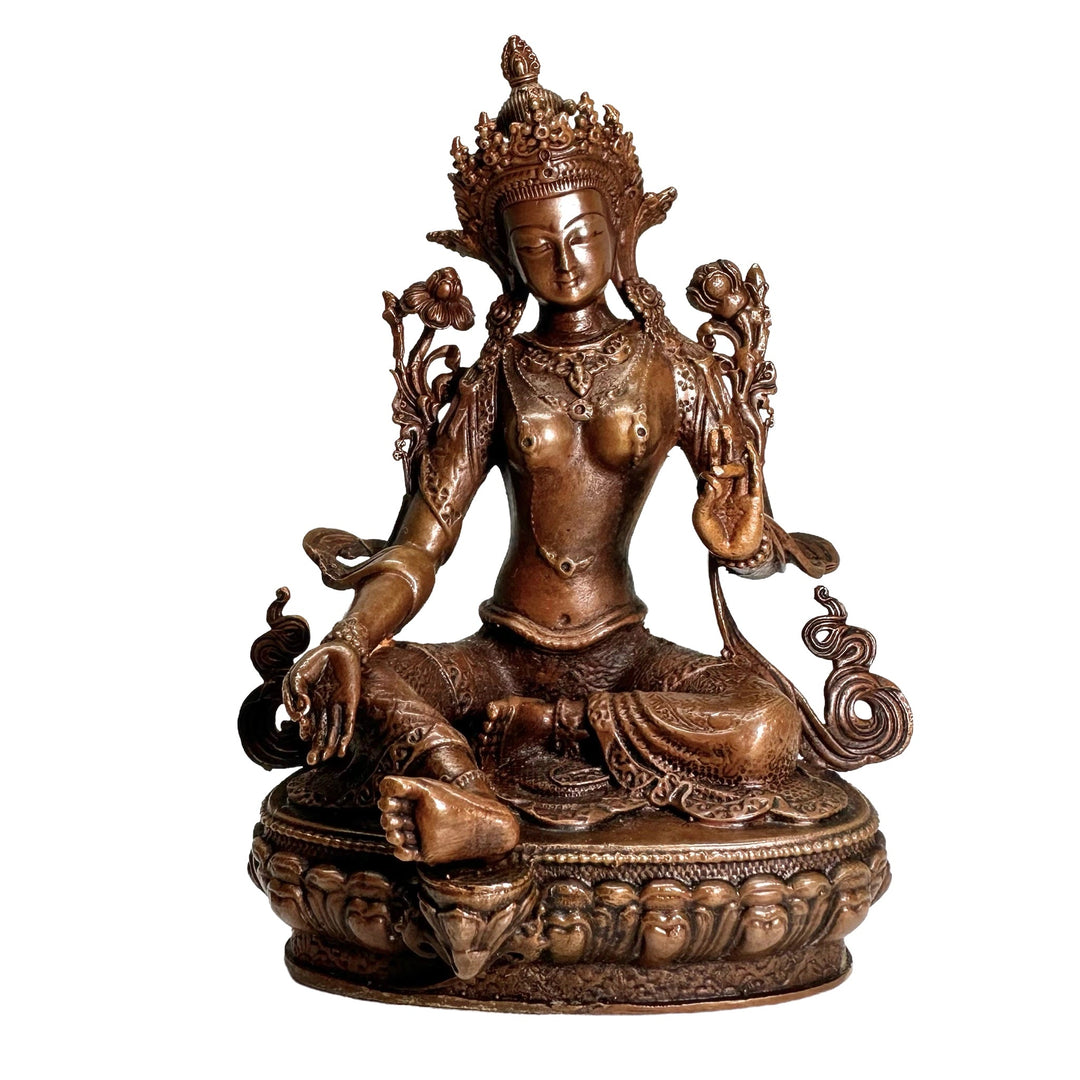 Grüne Tara Statue aus Kupfer - Atelier Tibet
