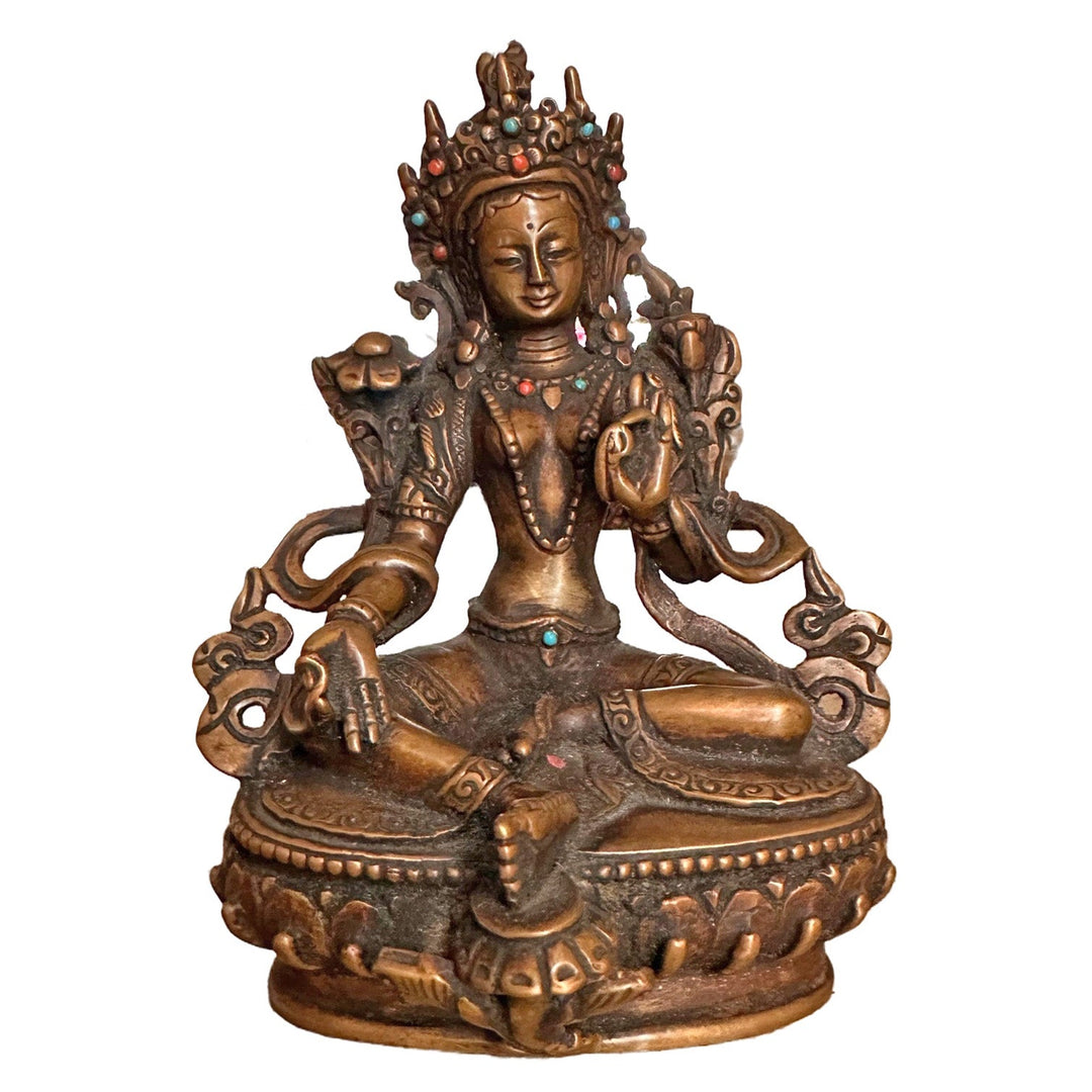 Grüne Tara-Statue aus Kupfer - Atelier Tibet