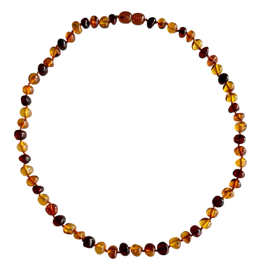 Halskette aus bunten Bernsteinen - Atelier Tibet