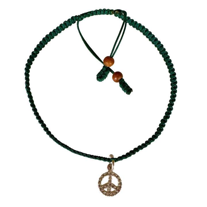 Handgeknüpftes Armband mit Peace-Symbol Anhänger - Atelier Tibet