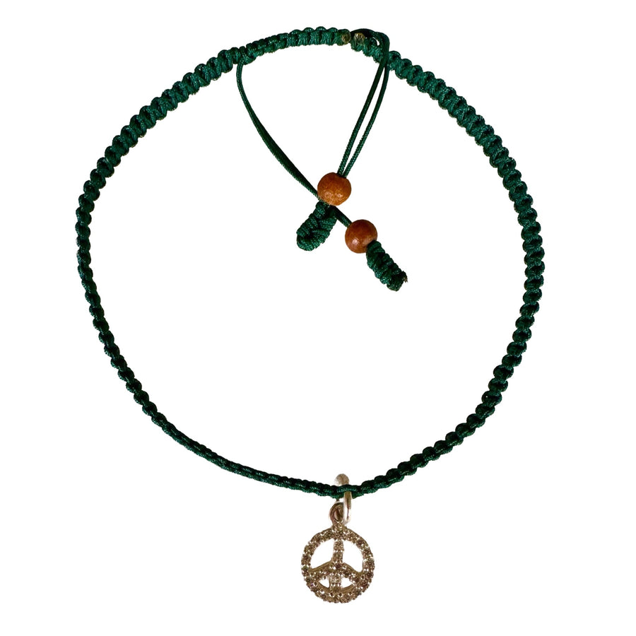Handgeknüpftes Armband mit Peace-Symbol Anhänger - Atelier Tibet