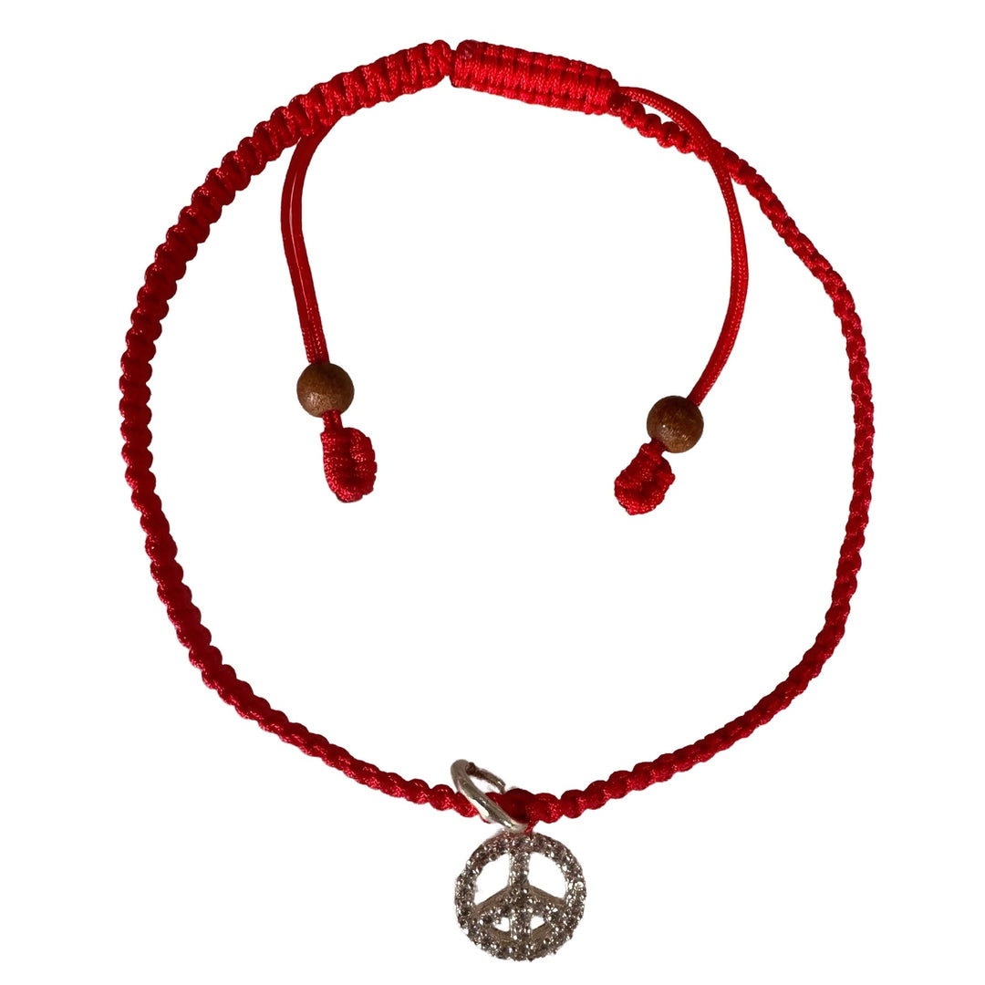Handgeknüpftes Armband mit Peace-Symbol Anhänger - Atelier Tibet