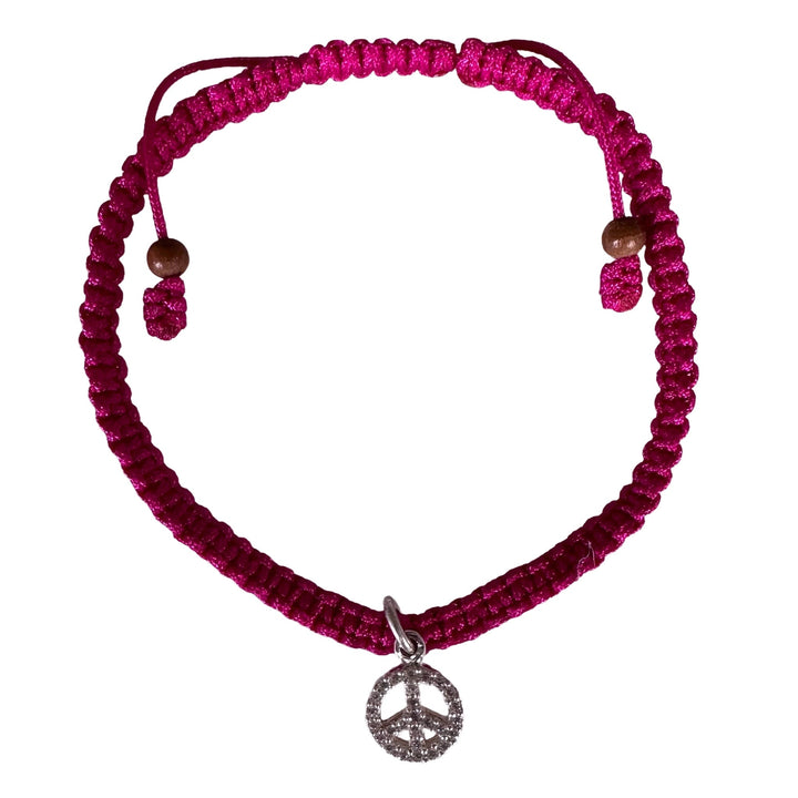 Handgeknüpftes Armband mit Peace-Symbol Anhänger - Atelier Tibet
