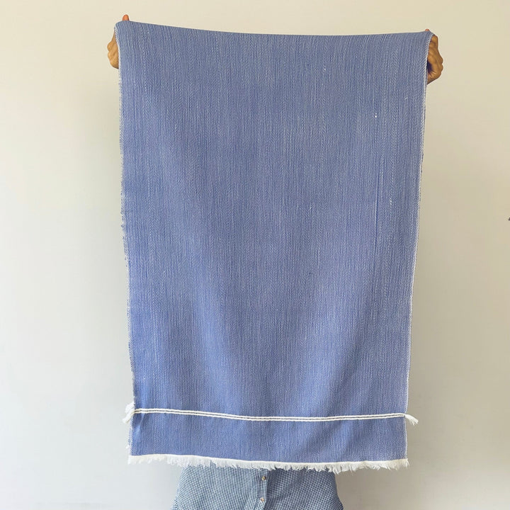 Himalaya-Schal | 100% Yak-Wolle | Blau-Weiss - Atelier Tibet