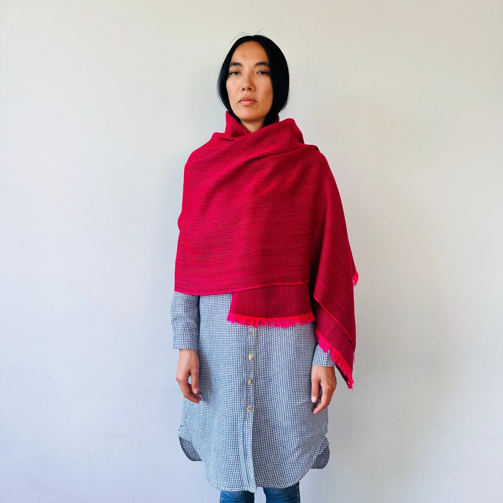 Himalaya-Schal | 100% Yak-Wolle | Bordeaux-Pink - Atelier Tibet