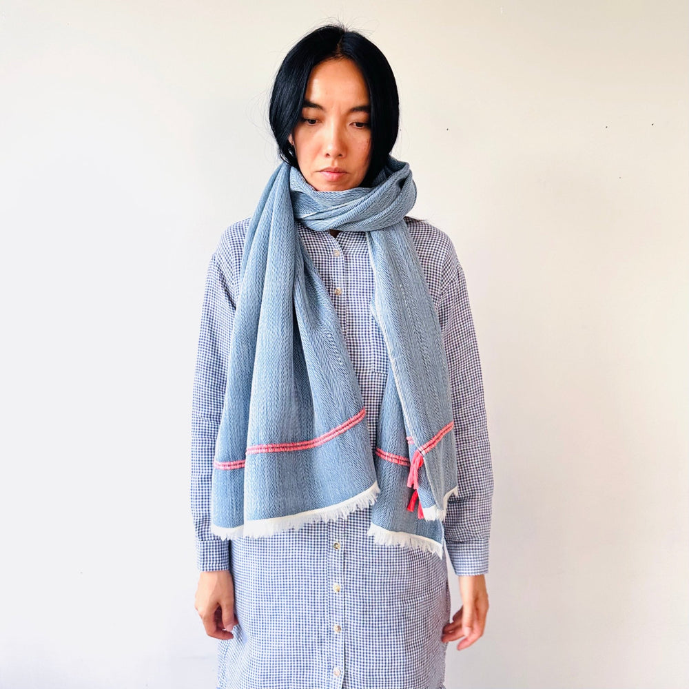 Himalaya-Schal | 100% Yak-Wolle | Denim-Pink - Atelier Tibet
