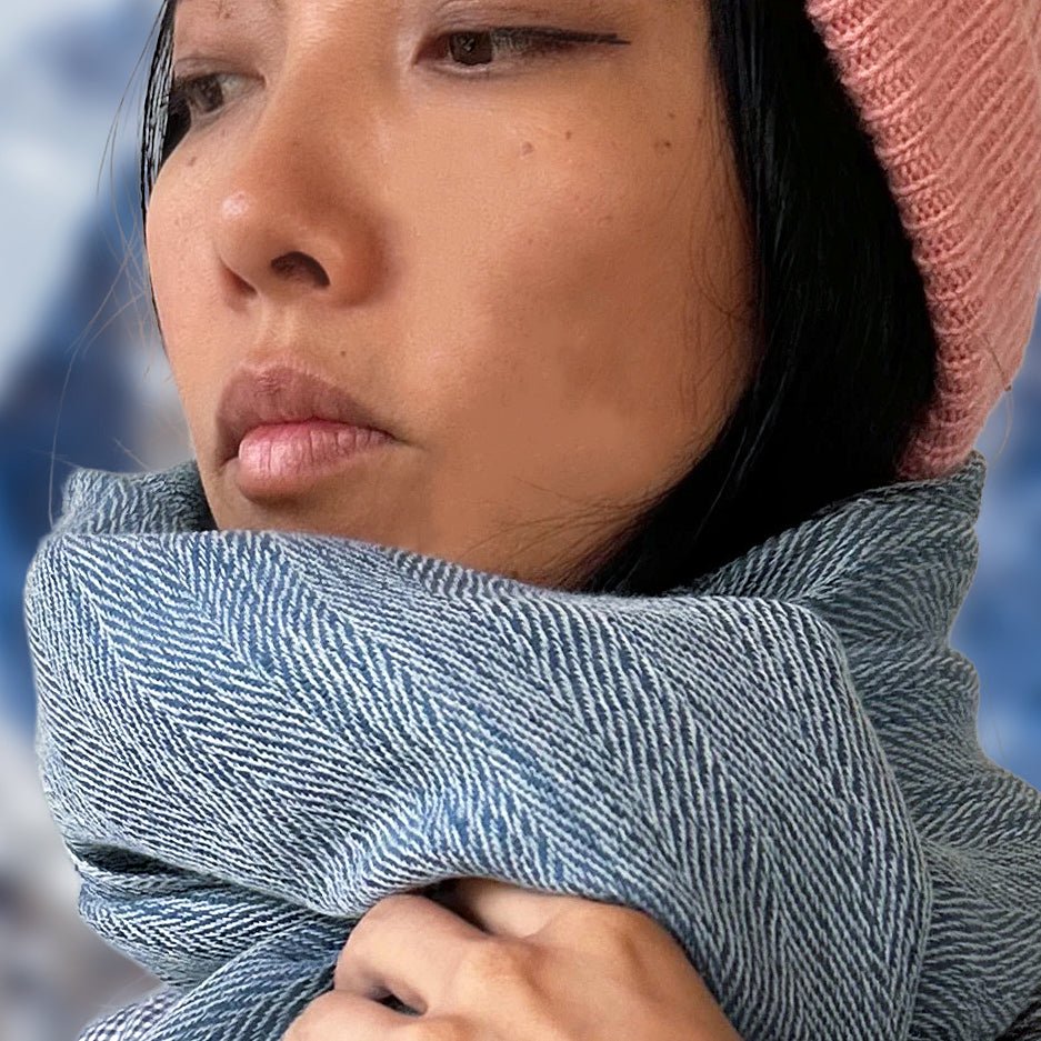 Himalaya-Schal | 100% Yak-Wolle | Denim-Pink - Atelier Tibet