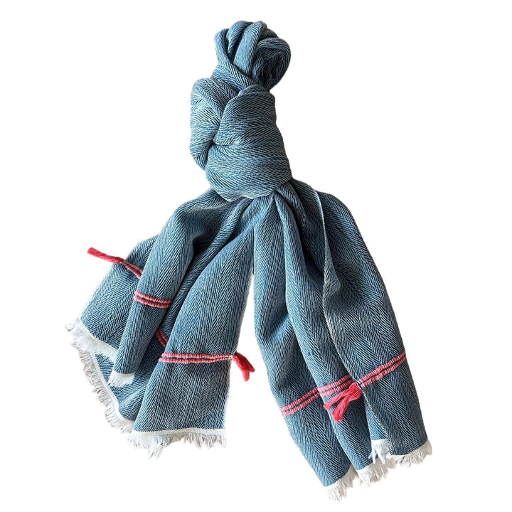 Himalaya-Schal | 100% Yak-Wolle | Denim-Pink - Atelier Tibet