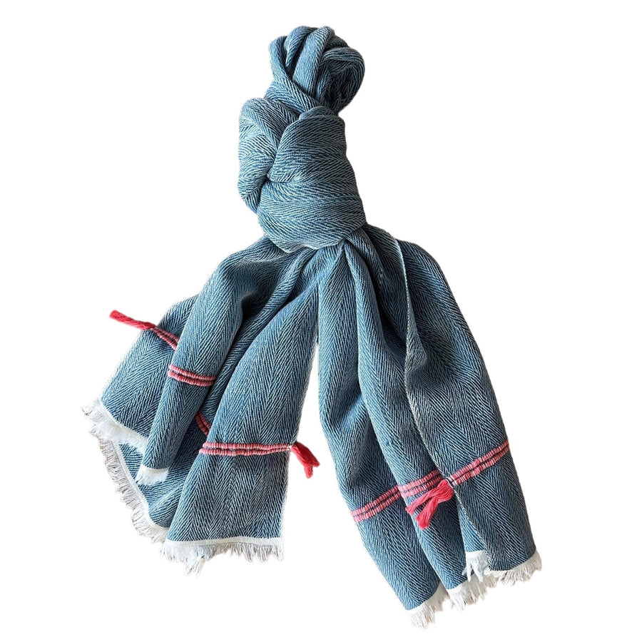 Himalaya-Schal | 100% Yak-Wolle | Denim-Pink - Atelier Tibet