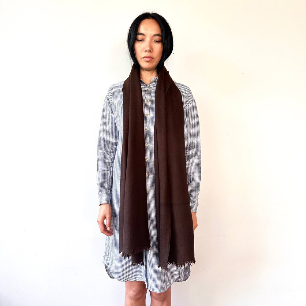 Himalaya-Schal | 100% Yak-Wolle | Dunkelbraun - Atelier Tibet