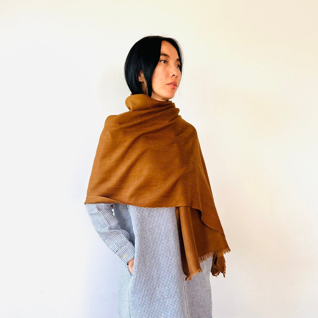 Himalaya-Schal | 100% Yak-Wolle | Goldbraun - Atelier Tibet