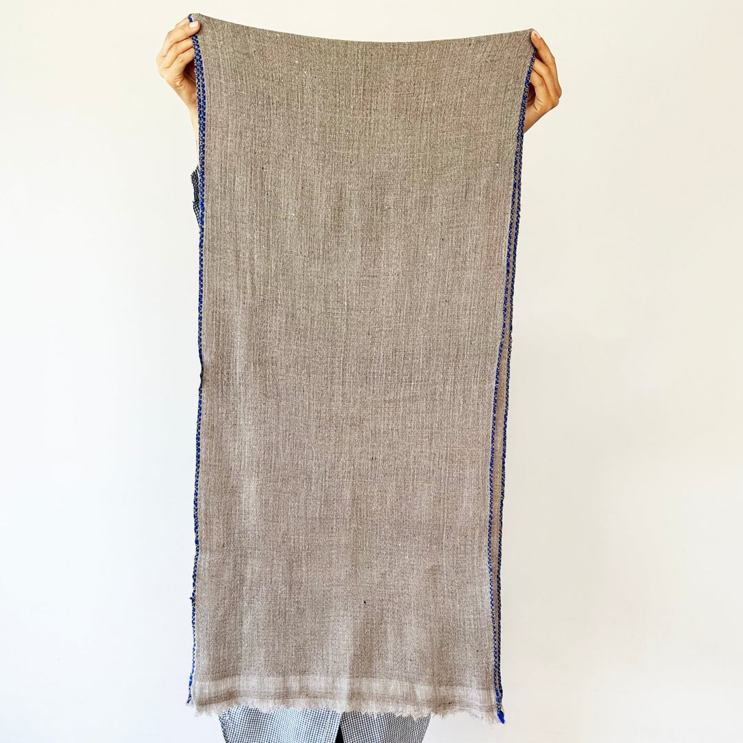 Himalaya-Schal | 100% Yak-Wolle | Grey BlueBorder - Atelier Tibet