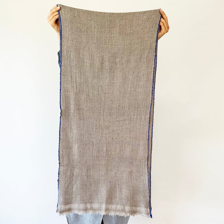 Himalaya-Schal | 100% Yak-Wolle | Grey BlueBorder - Atelier Tibet