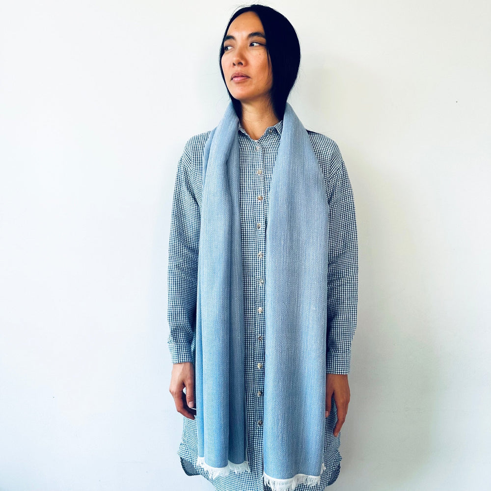 Himalaya-Schal | 100% Yak-Wolle | Hellblau - Atelier Tibet