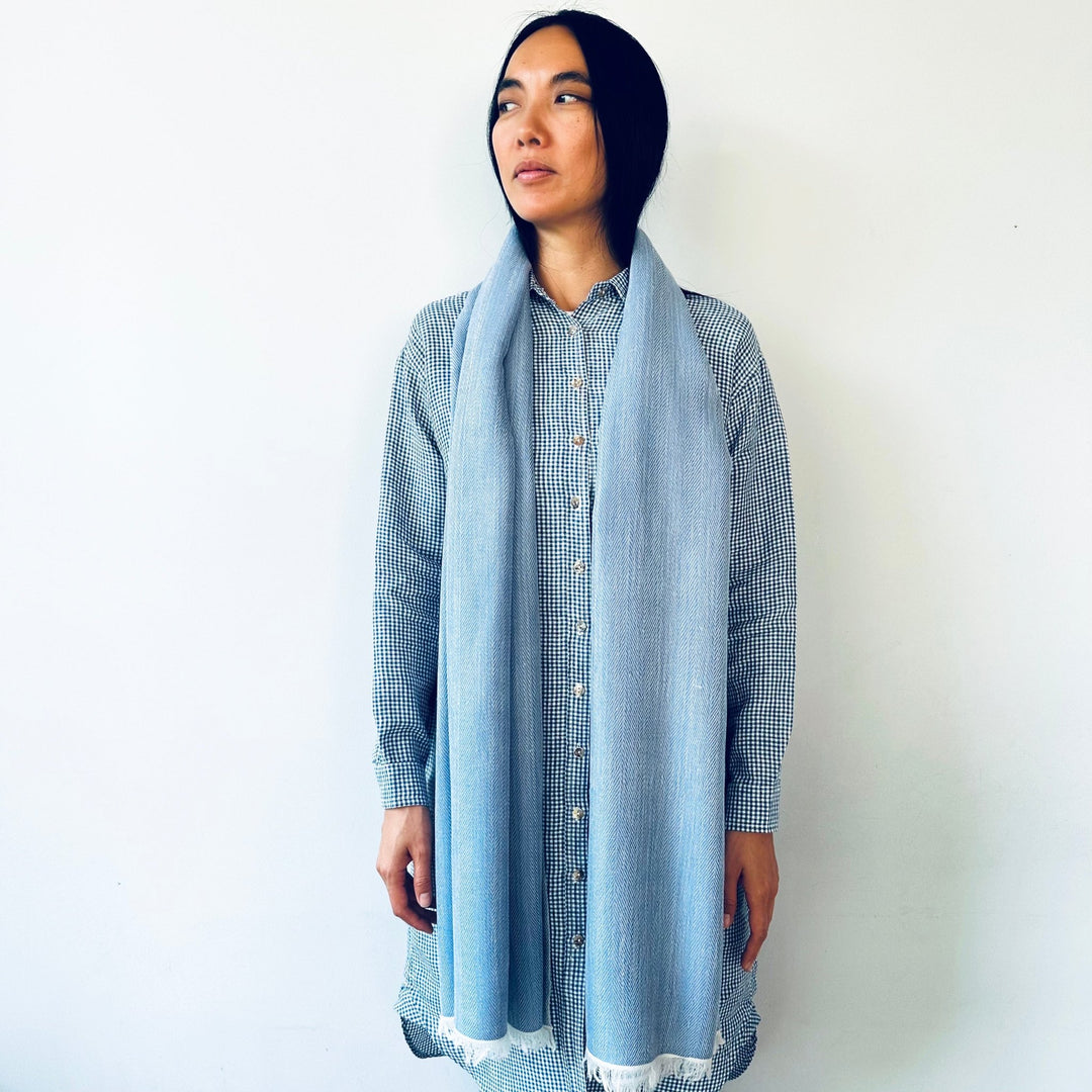 Himalaya-Schal | 100% Yak-Wolle | Hellblau - Atelier Tibet