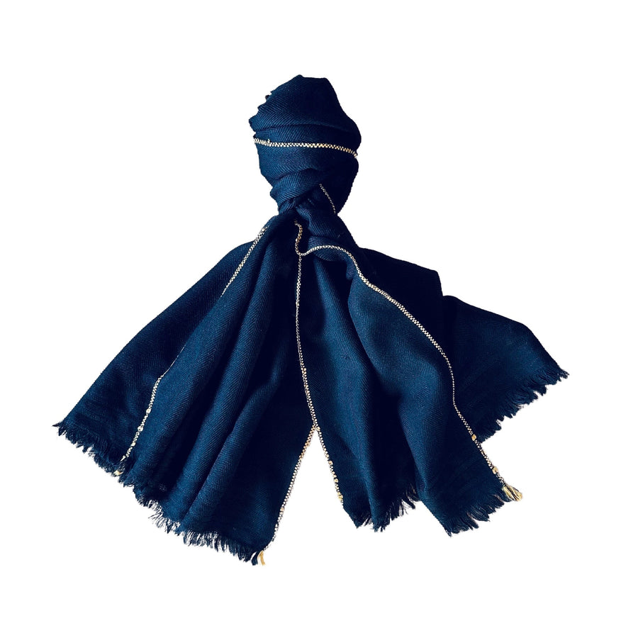 Himalaya-Schal | 100% Yak-Wolle | Schwarz-Gold - Atelier Tibet