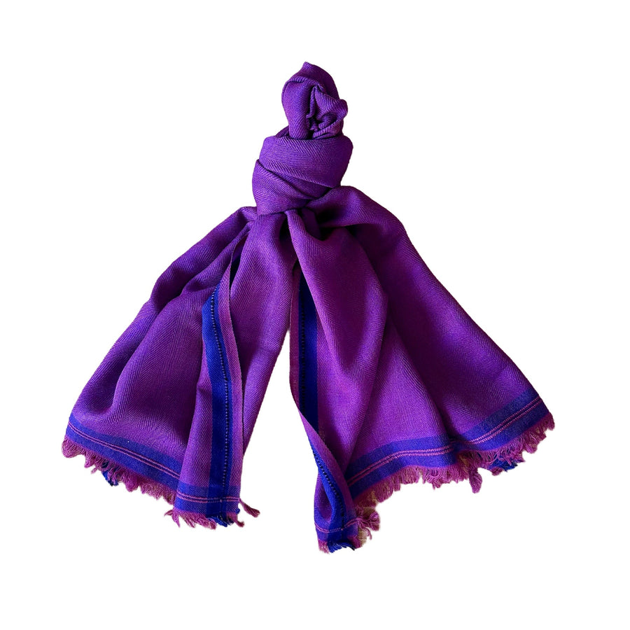 Himalaya-Schal | 80 % Pashmina 20 % Wolle | Violett-Blau - Atelier Tibet